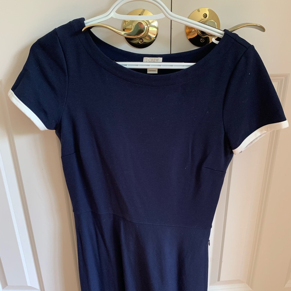 J. Crew blue and white flair dress